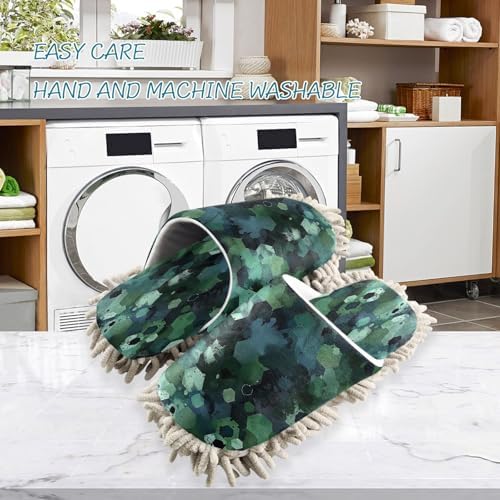 Zhirexin Dark Green Mop Slippers for Men Women