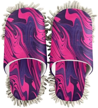 Bulletgxll Pink Wavy Microfiber Cleaning Slippers M