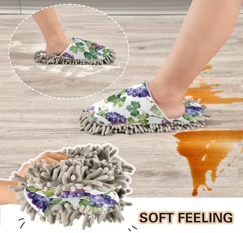 RunningBear Purple Grapes Mop Slippers for Cleaning