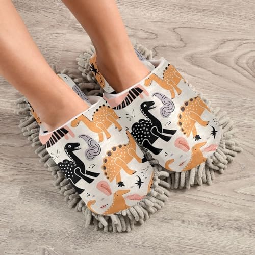 Bulletgxll Colorful Dinosaurs Cleaning Mop Slippers - L