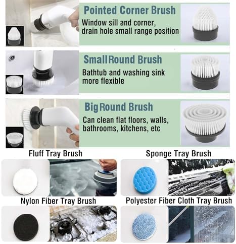 MGLSDeet Rechargeable Spin Scrubber with 7 Brush Heads 1