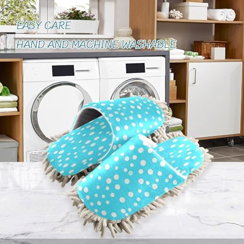 Bulletgxll Blue and White Dot Mopping Slippers - L