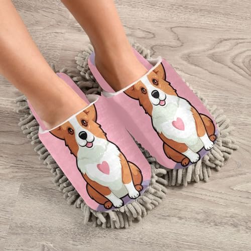 Bulletgxll Cartoon Dog Mopping Slippers for Home Cleaning