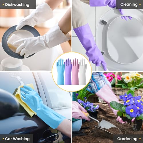 KAQ Reusable Rubber Gloves for Dishwashing and Cleaning
