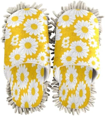 Zhirexin White Daisy Cleaning Slippers Mop Shoes