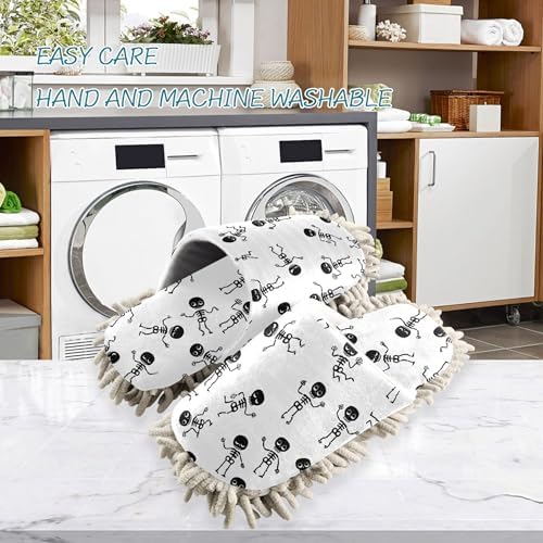 Burbuja Cartoon Skeletons Mop Slippers for Home Cleaning