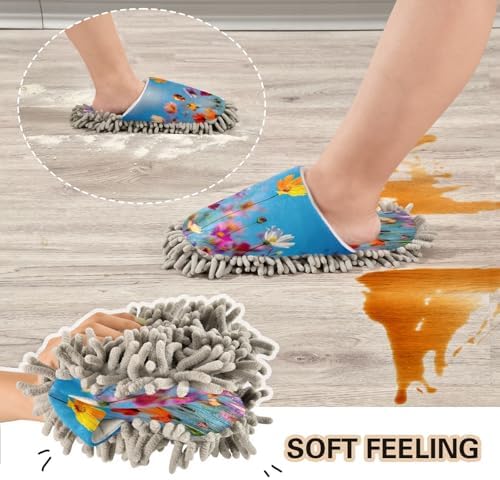 Zhirexin Beautiful Colorful Flowers Cleaning Slippers