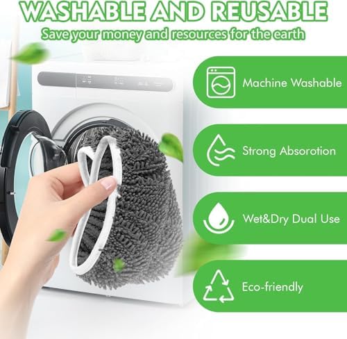 8Pcs Reusable Microfiber Mop Pads 2 Pack