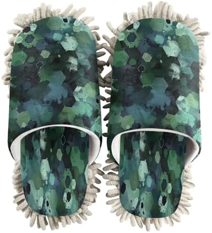 Zhirexin Dark Green Mop Slippers for Men Women
