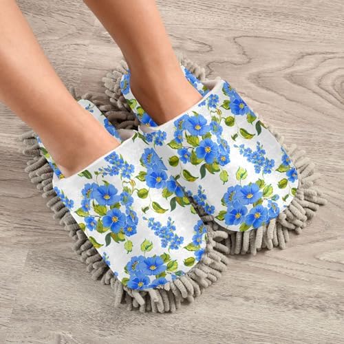 Burbuja Blue Flowers Mop Slippers for Home Cleaning 1