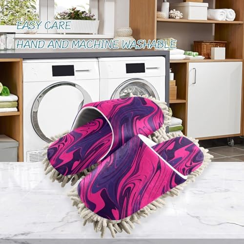 Bulletgxll Pink Wavy Microfiber Cleaning Slippers M