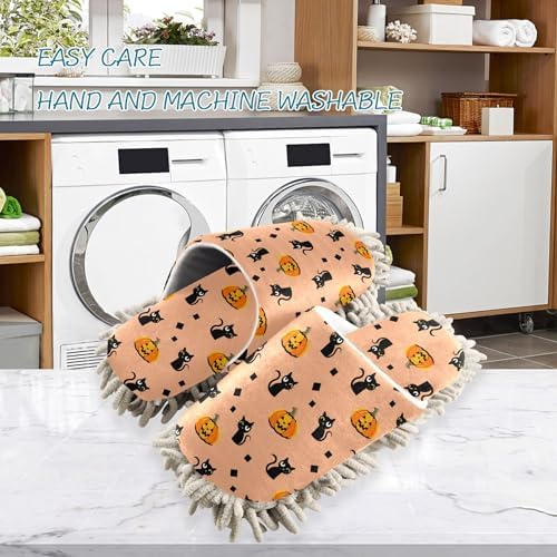 Burbuja Cats Pumpkins Mop Slippers for Home Cleaning