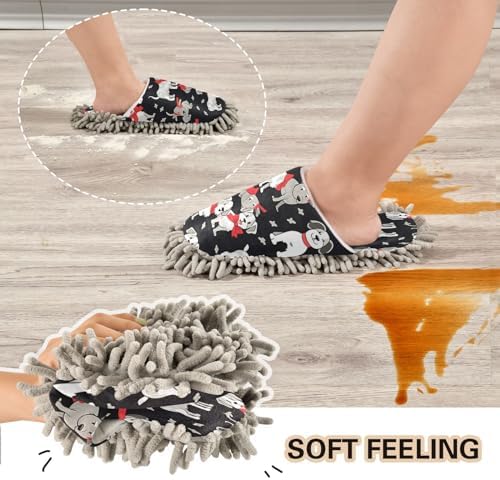 Bulletgxll Dog Pattern Mopping Slippers - Washable and Soft