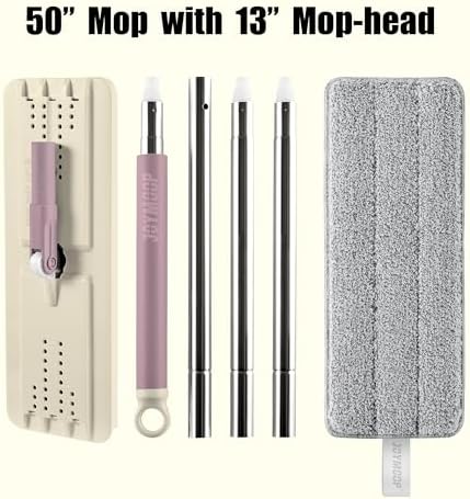JOYMOOP Flat Mop with Microfiber Pad - 50 Beige Blush Brown
