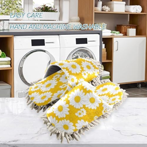 Zhirexin White Daisy Cleaning Slippers Mop Shoes