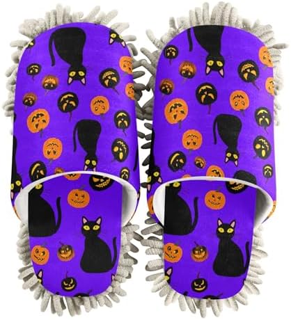 Burbuja Cats Pumpkins Mop Slippers for Home Kitchen Cleaning