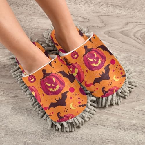 Zhirexin Halloween Red Pumpkin Cleaning Slippers