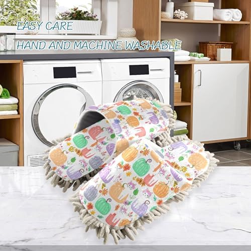 Burbuja White Cats in Pumpkins Mop Slippers for Home Cleaning