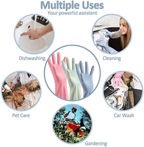 3pcs Waterproof Reusable Kitchen Gloves for Cleaning Laundry and Gardening