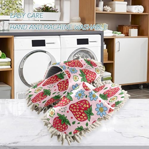 Zhirexin Cartoon Strawberry Cleaning Slippers Mop Shoes