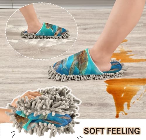 Bulletgxll Sea Turtle Mopping Slippers Microfiber Washable