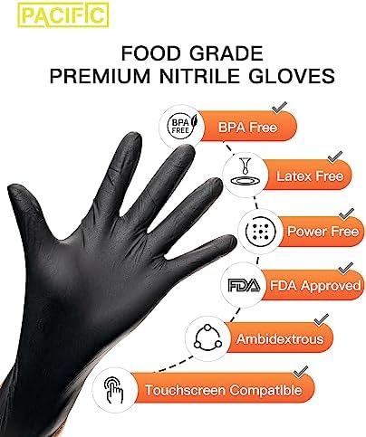 PACIFIC PPE Black Nitrile Gloves 6 Mil 100 Count XL