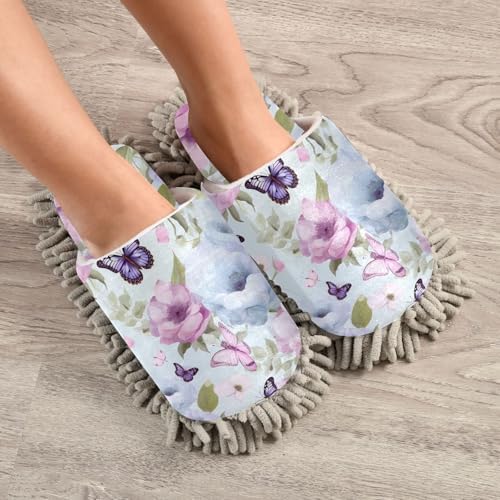 RunningBear Flowers Butterfly Mop Slippers for Women and Men 1