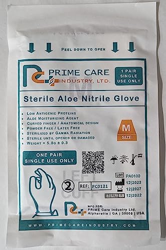 Prime Care Sterile Aloe Nitrile Gloves 25 Pairs