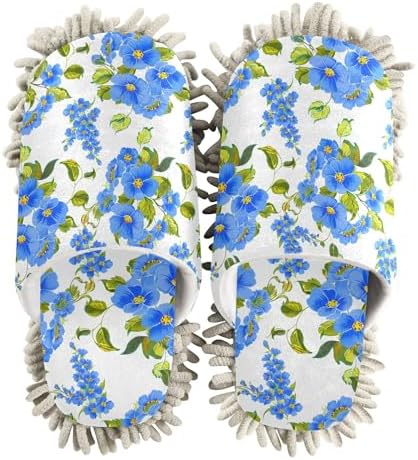 Burbuja Blue Flowers Mop Slippers for Home Cleaning 1