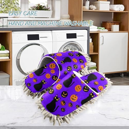 Burbuja Cats Pumpkins Mop Slippers for Home Kitchen Cleaning