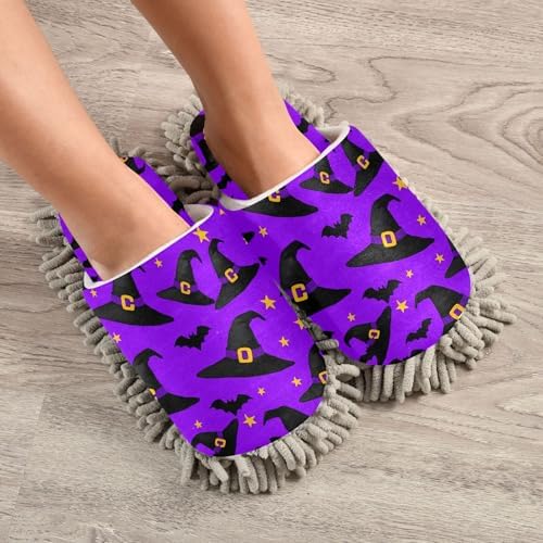Burbuja Black Witch Hats Mop Slippers for Home Kitchen