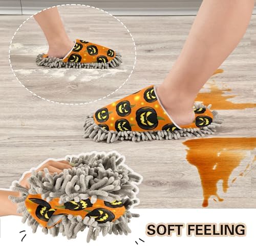 Burbuja Glowing Pumpkins Mop Slippers for Home Cleaning