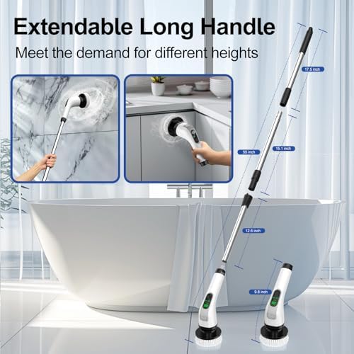 ALPONO Electric Spin Scrubber with 7 Heads and Long Handle