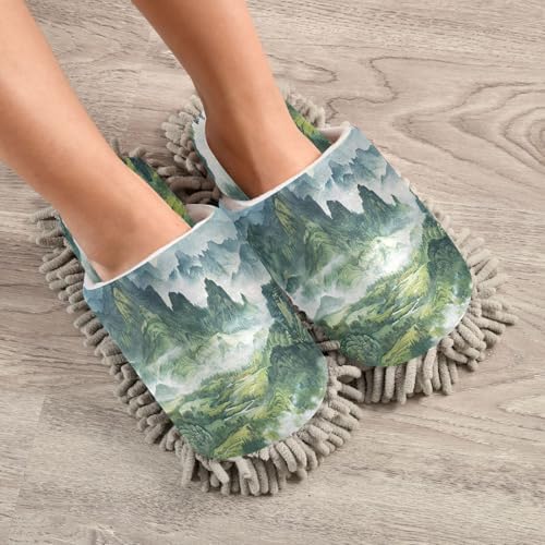 Zhirexin Dark Green Mopping Slippers - Washable Comfortable