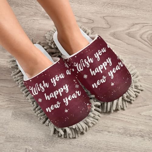 RunningBear White Red Christmas Mop Slippers for Home