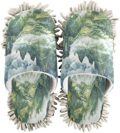 Zhirexin Dark Green Mopping Slippers - Washable Comfortable