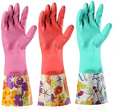 Aixingyun 3 Pair Dishwashing Rubber Gloves Non-Slip