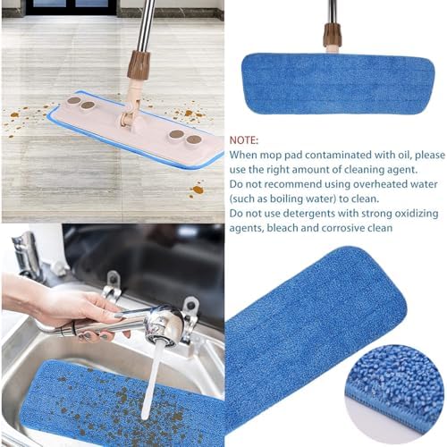 18 Inch Microfiber Mop Pads - 10 Pack Blue Replacement Heads for Bona