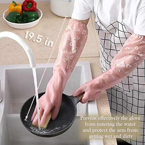 KAQ Reusable Rubber Cleaning Gloves 3 Pairs Long Cuff
