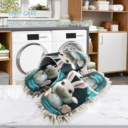 Easter Rabbit Paws Cleaning Mop Slippers Washable