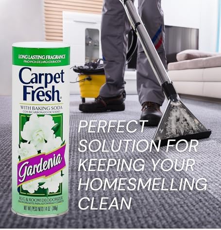 Carpet Fresh Gardenia Scent Deodorizer 14 oz Bundle with Microfiber Cloth