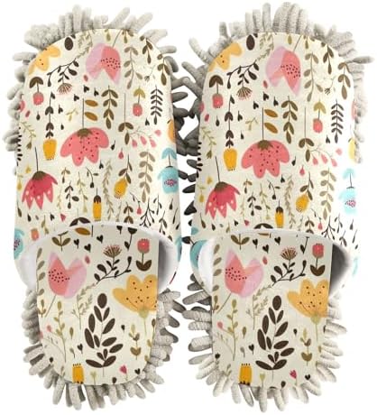 RunningBear Cute Floral Mop Slippers for Women Kitchen Cleaning