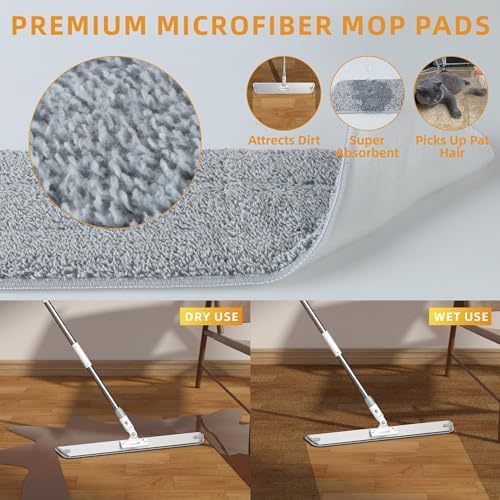 236 Inch Microfiber Floor Mop with 4 Washable Pads