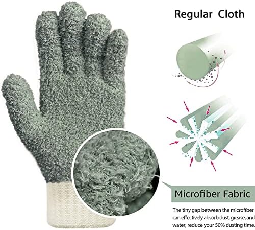 MIG4U Microfiber Dusting Gloves 2 Pairs Gray