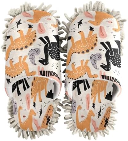 Bulletgxll Colorful Dinosaurs Cleaning Mop Slippers - L