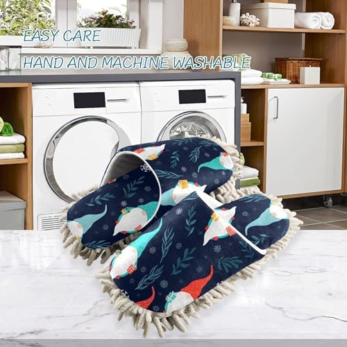 Scandinavian Christmas Gnomes Mop Slippers for Women Men