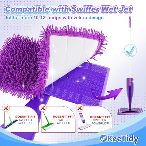 KeeTidy Reusable Mop Pads for Swiffer Wet Jet 5 Pack