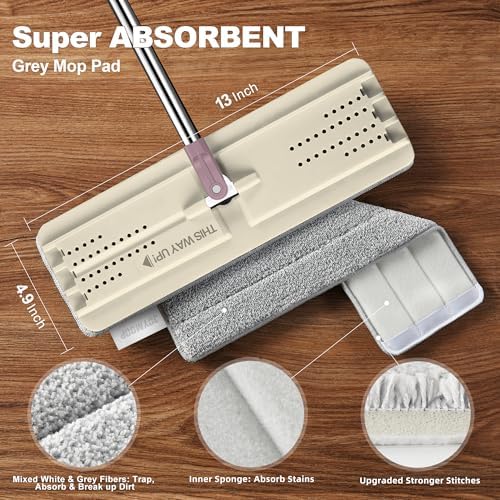 JOYMOOP Flat Mop with Microfiber Pad - 50 Beige Blush Brown