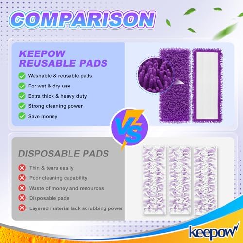 KEEPOW 10 Pack Reusable Mop Pads