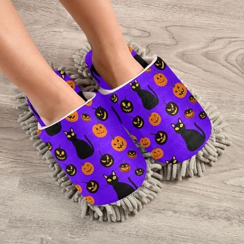 Burbuja Cats Pumpkins Mop Slippers for Home Kitchen Cleaning